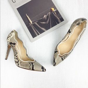 Alexandre Birman Embossed Leather Clear PVC Trim Snake Pumps